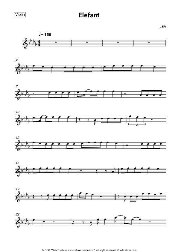 Elefant - LEA Violin Sheet Music - Violin