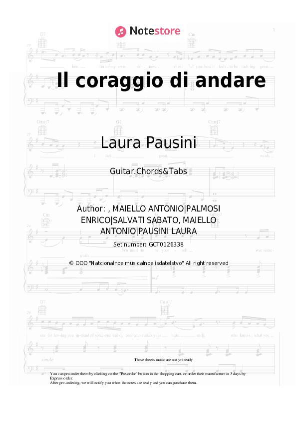 Il coraggio di andare - Laura Pausini, Biagio Antonacci Chords and Tabs - Guitar.Chords&Tabs