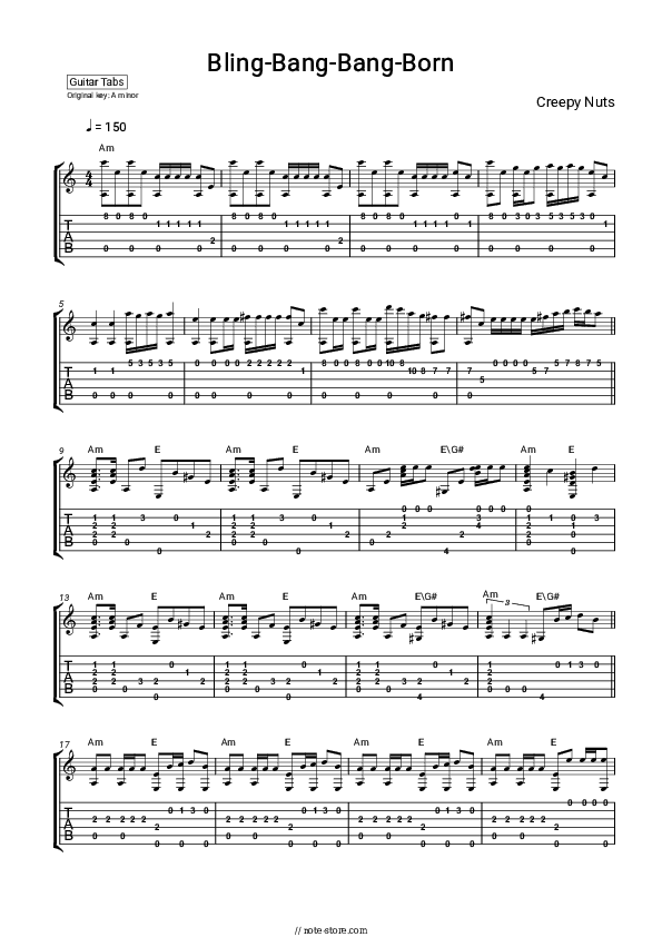 Bling-Bang-Bang-Born - Creepy Nuts Tabs - Guitar.Tabs