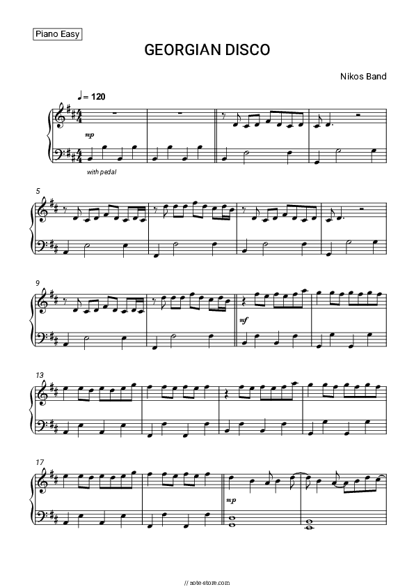 GEORGIAN DISCO - Nikos Band Piano Sheet Music Easy - Piano.Easy