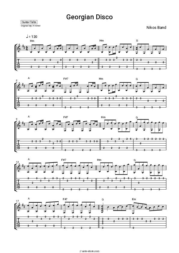 GEORGIAN DISCO - Nikos Band Tabs Easy - Guitar.Tab.Easy