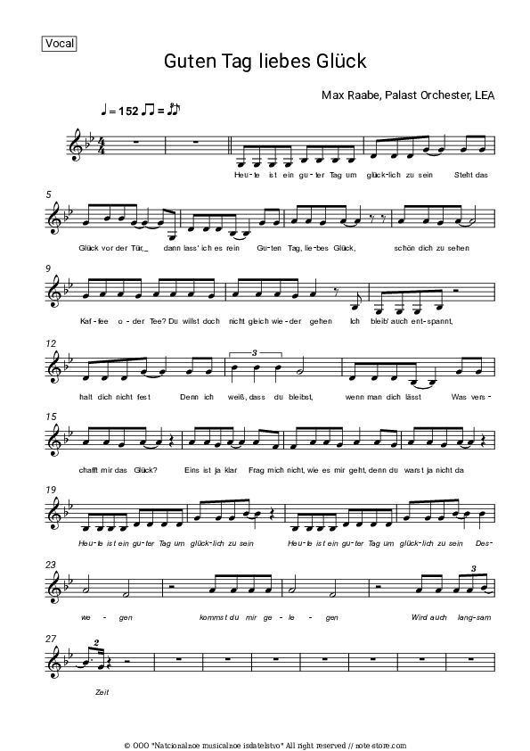 Guten Tag, liebes Glück - Max Raabe, Palast Orchester, LEA Vocal Sheet Music - Vocal