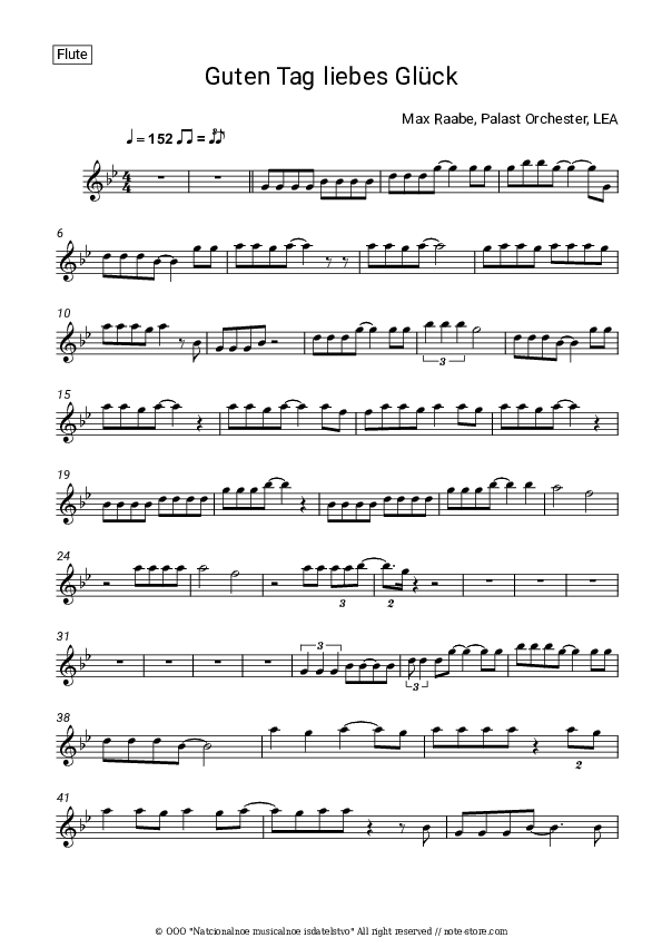 Guten Tag, liebes Glück - Max Raabe, Palast Orchester, LEA Flute Sheet Music - Flute