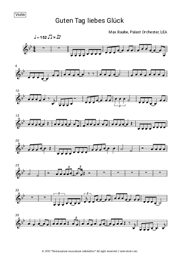 Guten Tag, liebes Glück - Max Raabe, Palast Orchester, LEA Violin Sheet Music - Violin