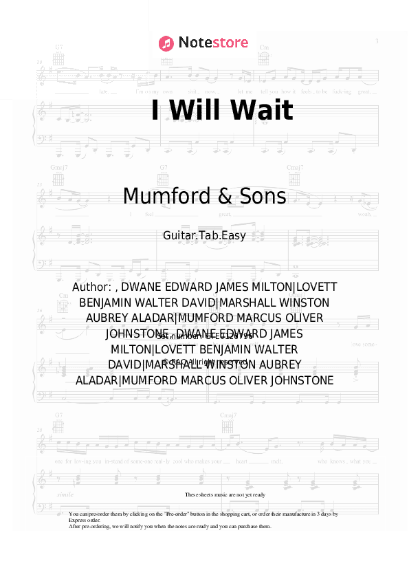 I Will Wait - Mumford & Sons Tabs Easy - Guitar.Tab.Easy