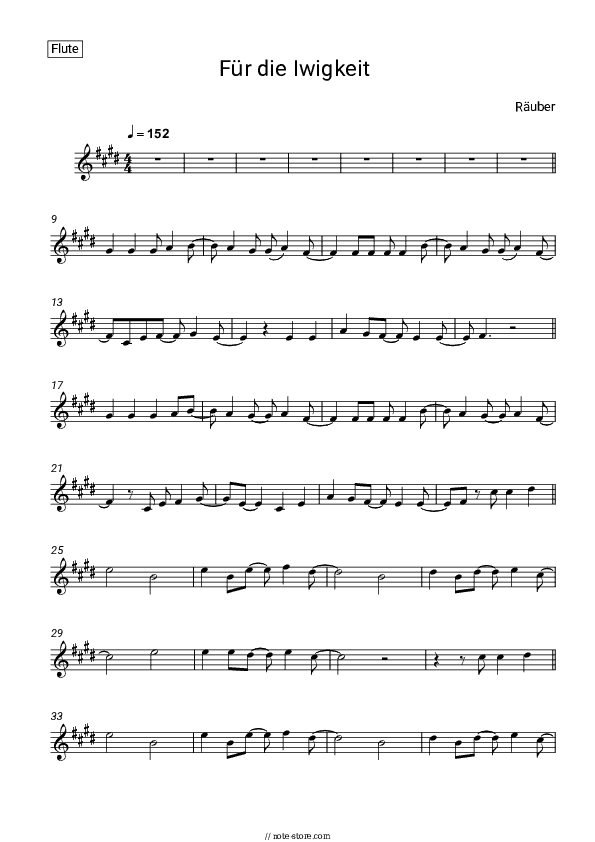 Für die Iwigkeit - Räuber Flute Sheet Music - Flute
