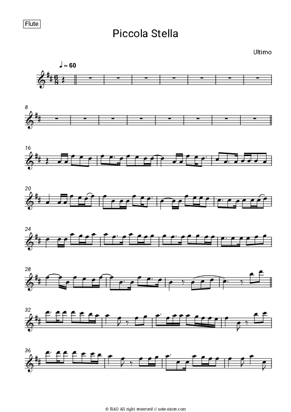 Piccola stella - Ultimo Flute Sheet Music - Flute