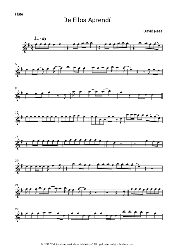 De Ellos Aprendí - David Rees Flute Sheet Music - Flute