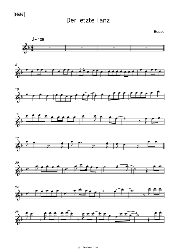 Der letzte Tanz - Bosse Flute Sheet Music - Flute
