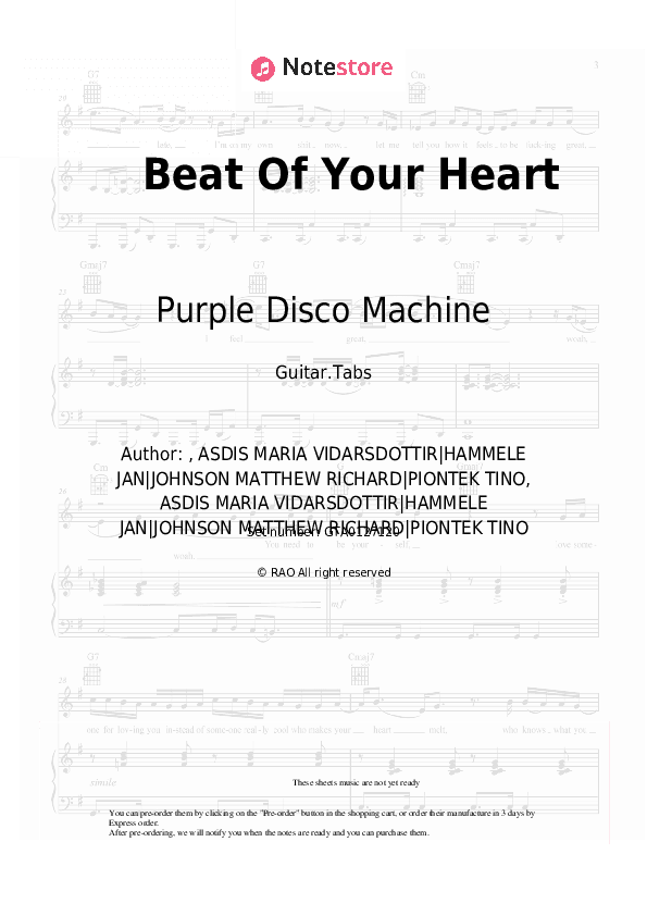 Beat Of Your Heart - Purple Disco Machine, ASDÍS Tabs - Guitar.Tabs