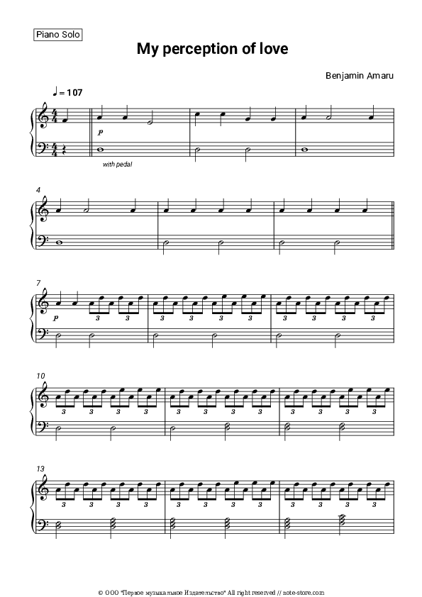 My perception of love - Benjamin Amaru Piano Sheet Music - Piano.Solo