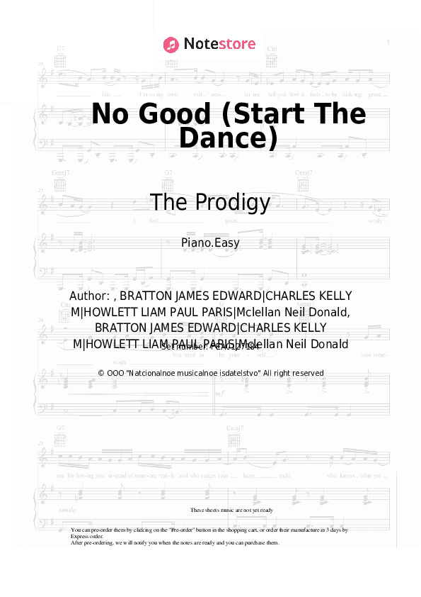 No Good (Start The Dance) - The Prodigy Piano Sheet Music Easy - Piano.Easy