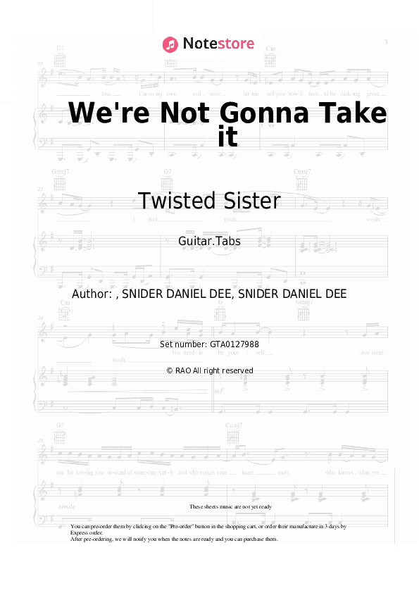 We're Not Gonna Take it - Twisted Sister Tabs - Guitar.Tabs