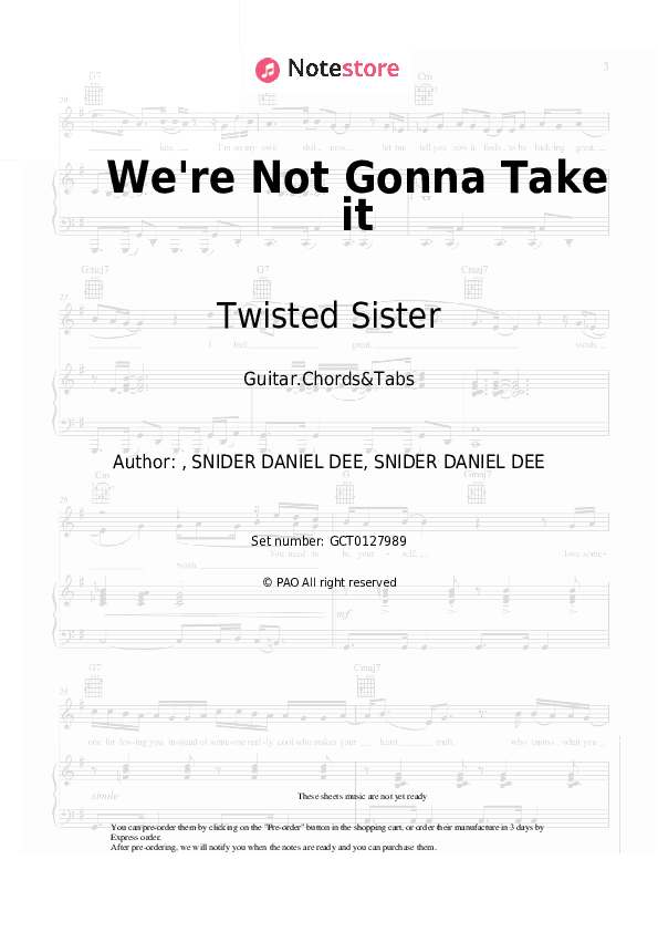 We're Not Gonna Take it - Twisted Sister Chords and Tabs - Guitar.Chords&Tabs