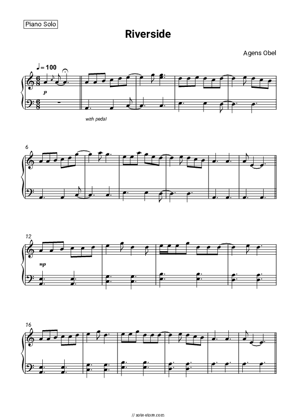 Riverside - Agnes Obel Piano Sheet Music - Piano.Solo
