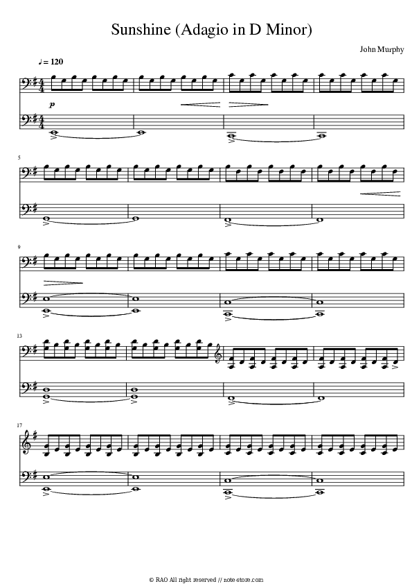 The Surface Of The Sun - John Murphy Piano Sheet Music - Piano.Solo