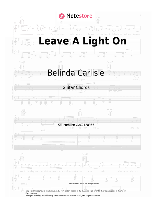 Leave A Light On - Belinda Carlisle Chords - Guitar.Chords