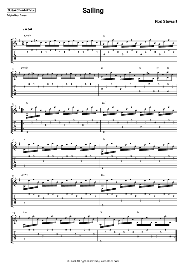 Sailing - Rod Stewart Chords and Tabs - Guitar.Chords&Tabs