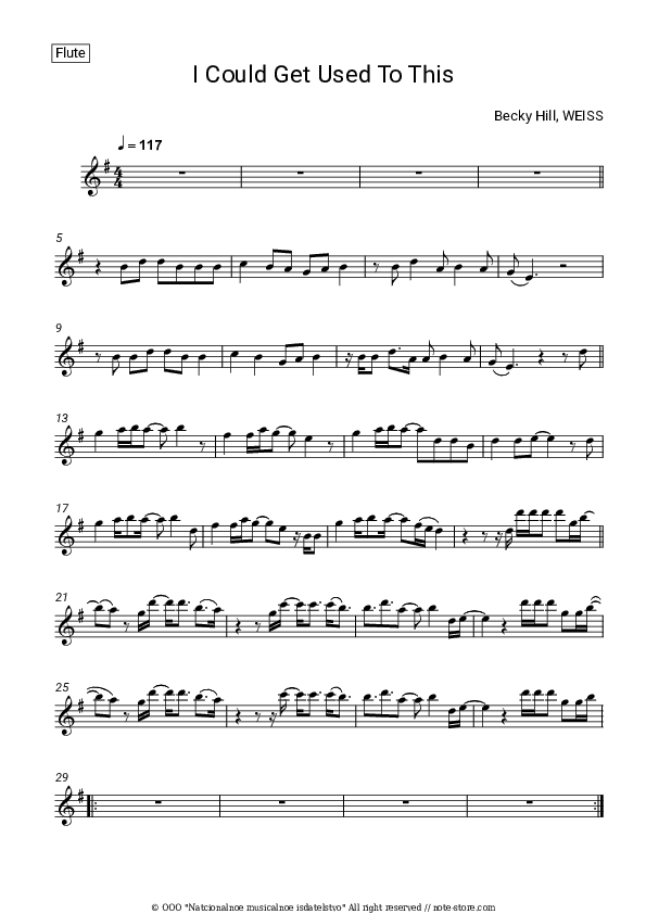 I Could Get Used To This - Becky Hill, Weiss Flute Sheet Music - Flute