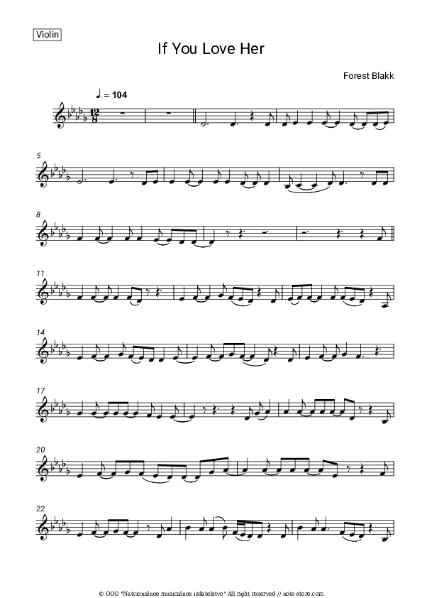 If You Love Her - Forest Blakk Violin Sheet Music - Violin