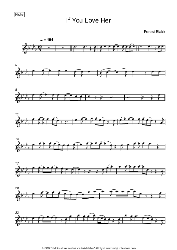 If You Love Her - Forest Blakk Flute Sheet Music - Flute