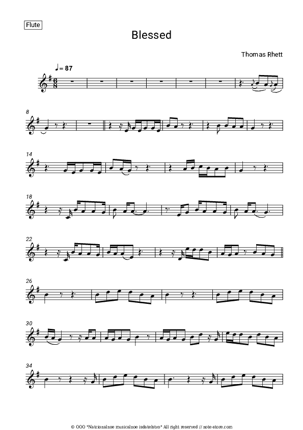 Blessed - Thomas Rhett Flute Sheet Music - Flute