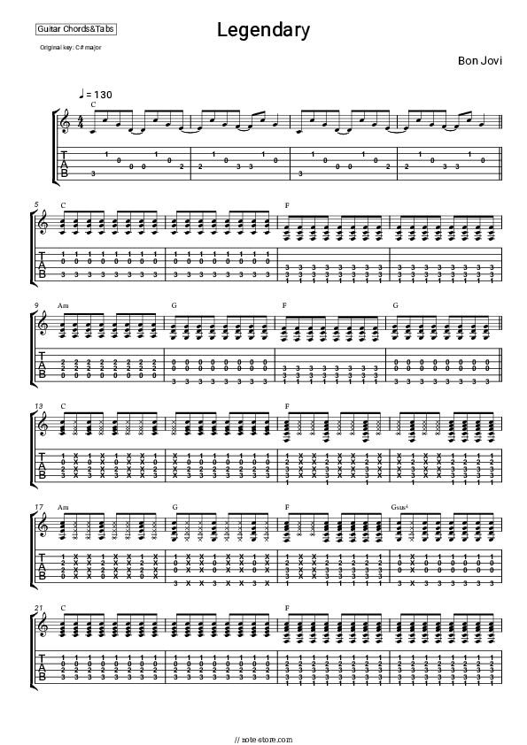 Legendary - Bon Jovi Chords and Tabs - Guitar.Chords&Tabs