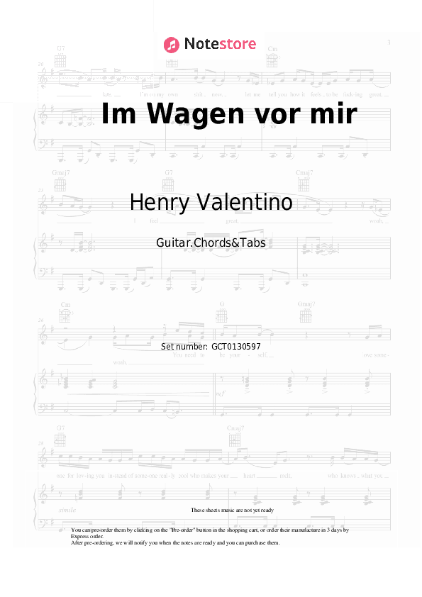Im Wagen vor mir - Henry Valentino, Daffi Cramer Chords and Tabs - Guitar.Chords&Tabs