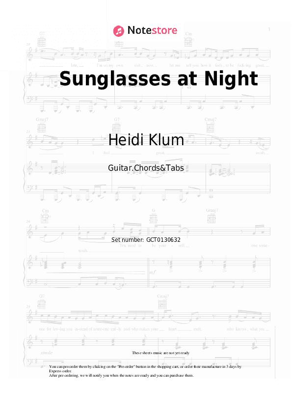 Sunglasses at Night - Heidi Klum Chords and Tabs - Guitar.Chords&Tabs