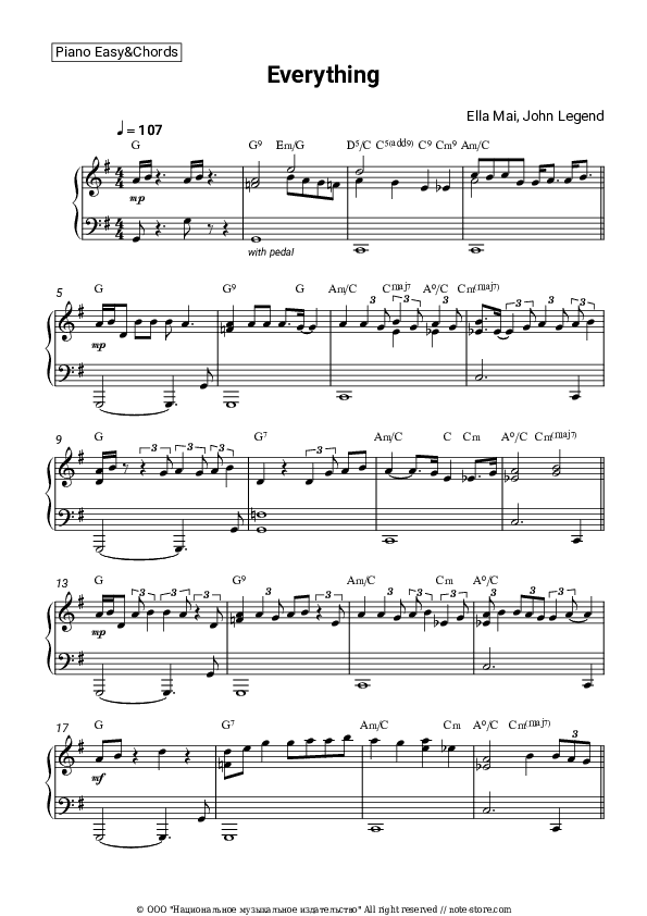 Everything - Ella Mai, John Legend Sheet Music Easy and Chords - Piano.Easy&Chords
