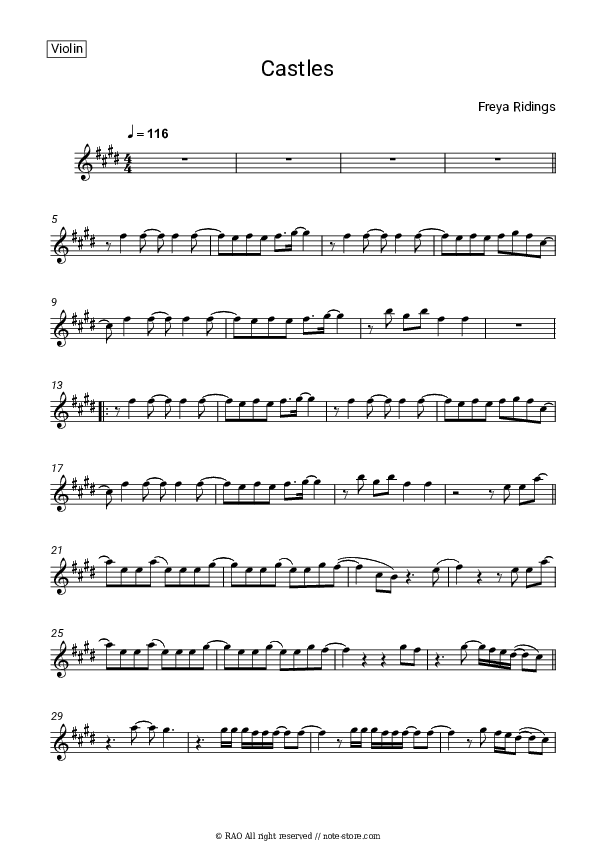 Castles - Freya Ridings Violin Sheet Music - Violin