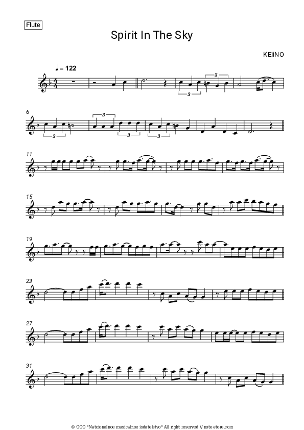 Spirit in the Sky - KEiiNO Flute Sheet Music - Flute