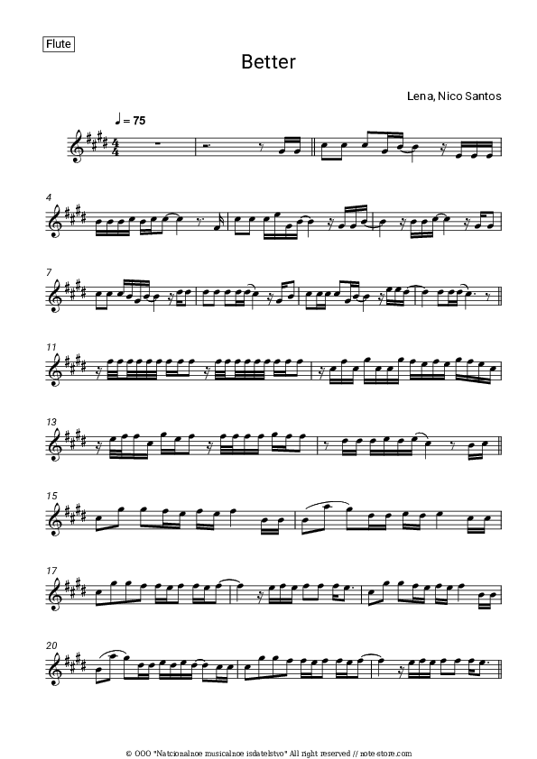 Better - Lena, Nico Santos Flute Sheet Music - Flute