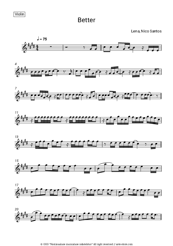 Better - Lena, Nico Santos Violin Sheet Music - Violin