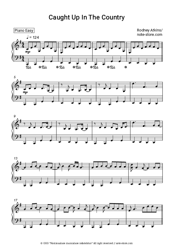 Caught Up In The Country - Rodney Atkins Piano Sheet Music Easy - Piano.Easy