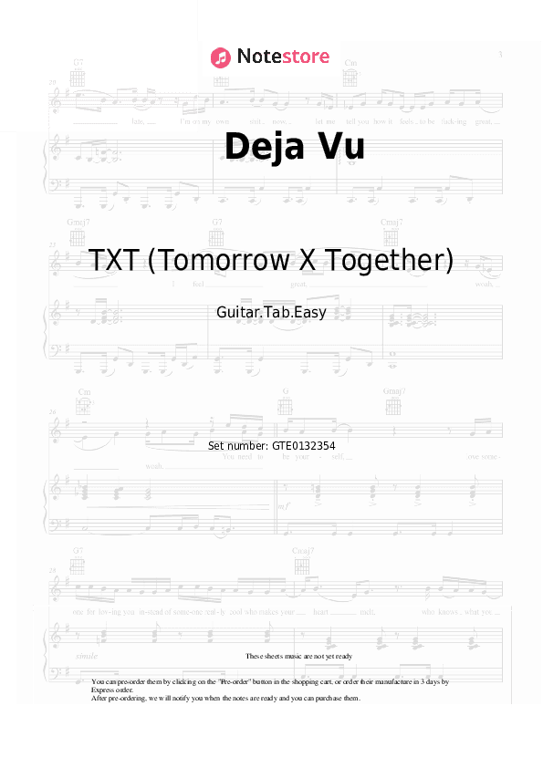 Deja Vu - Tomorrow X Together Tabs Easy - Guitar.Tab.Easy