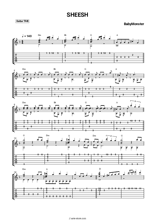 SHEESH - BabyMonster Tabs - Guitar.Tabs