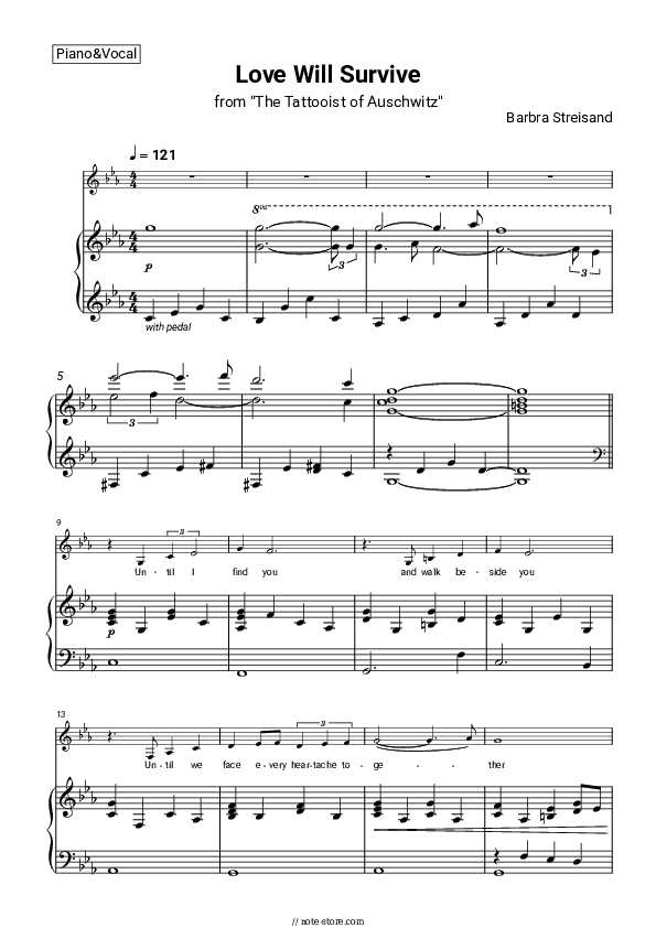 Love Will Survive - Barbra Streisand Piano Sheet Music with the Voice part - Piano&Vocal