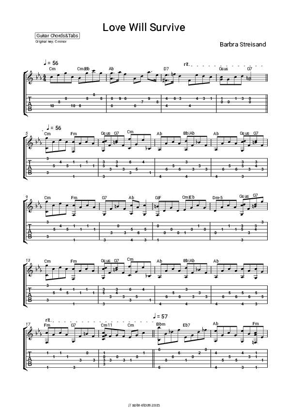 Love Will Survive - Barbra Streisand Chords and Tabs - Guitar.Chords&Tabs