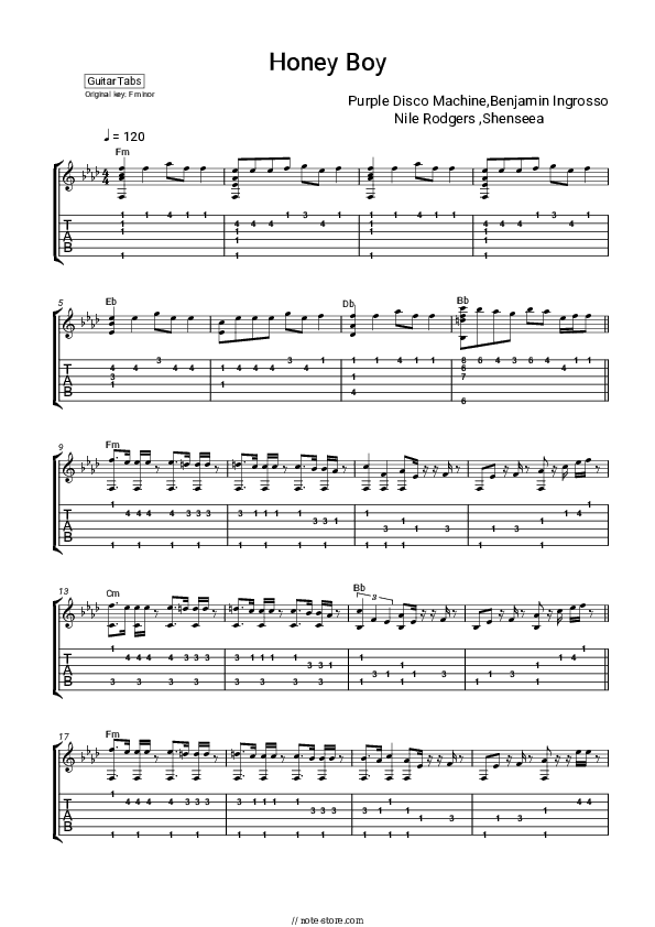 Honey Boy - Purple Disco Machine, Benjamin Ingrosso, Nile Rodgers, Shenseea Tabs - Guitar.Tabs