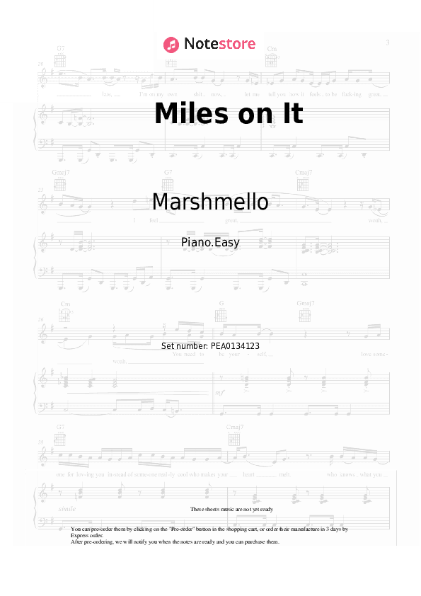 Miles on It - Marshmello, Kane Brown Piano Sheet Music Easy - Piano.Easy