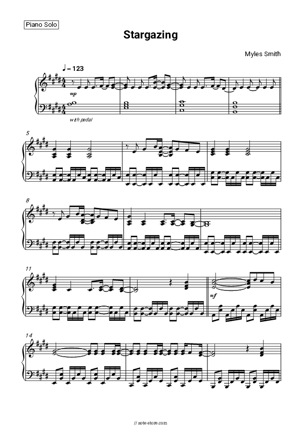 Stargazing - Myles Smith Piano Sheet Music - Piano.Solo