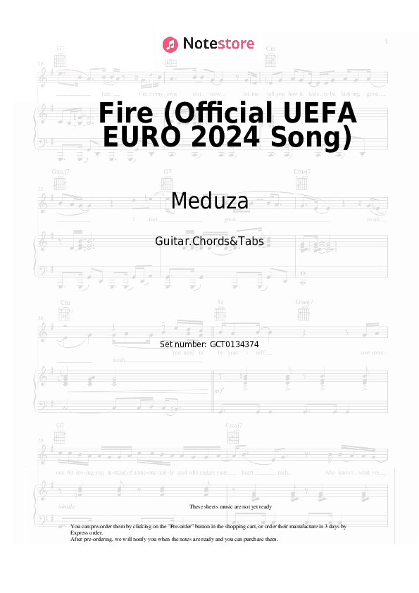 Fire (Official UEFA EURO 2024 Song) - Meduza, OneRepublic, Leony Chords and Tabs - Guitar.Chords&Tabs