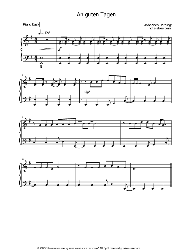 An guten Tagen - Johannes Oerding Piano Sheet Music Easy - Piano.Easy