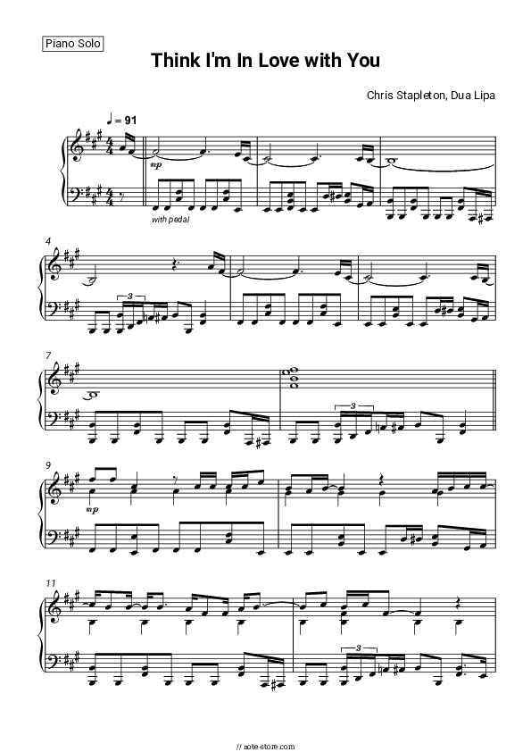 Think I'm In Love with You - Chris Stapleton, Dua Lipa Piano Sheet Music - Piano.Solo