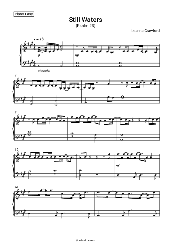 Still Waters (Psalm 23) - Leanna Crawford Piano Sheet Music Easy - Piano.Easy