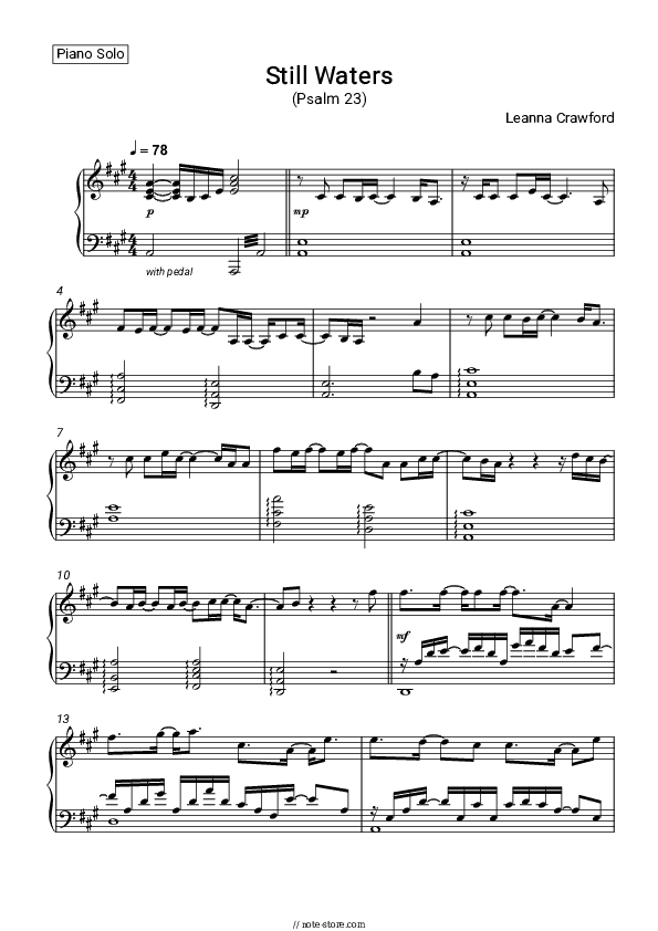 Still Waters (Psalm 23) - Leanna Crawford Piano Sheet Music - Piano.Solo