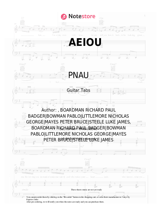 AEIOU - PNAU, Empire of the Sun Tabs - Guitar.Tabs
