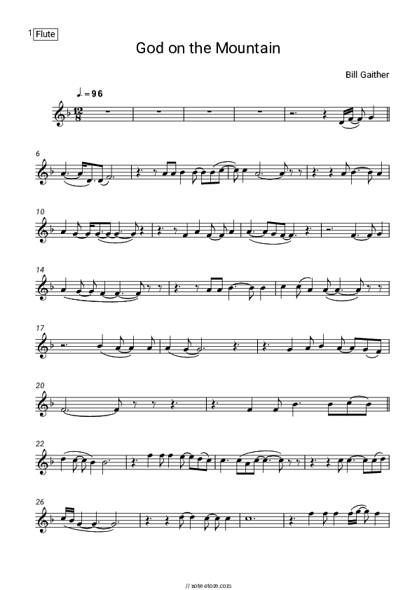 God on the Mountain - Bill Gaither Flute Sheet Music - Flute