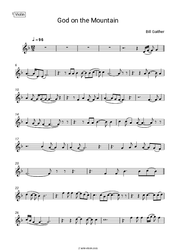 God on the Mountain - Bill Gaither Violin Sheet Music - Violin